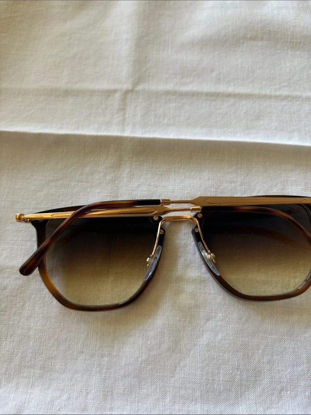 Ray-Ban Tortoise Frame Sunglasses with Gold Bridge